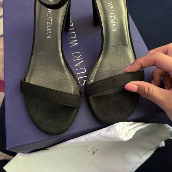 STUART WEITZMAN NearlyNude suede sandals black size 6 - Picture 5 of 11